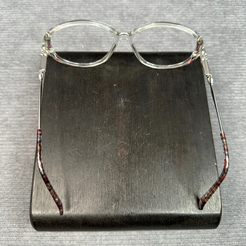 Zyloware Vintage Clear Cat Eye Eyeglasses Silver Metal Tortoise Temples 144